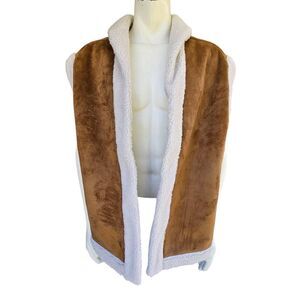 Old Navy Men’s 2XL Brown Faux Suede Sherpa Lined Vest Western Workwear Jacket